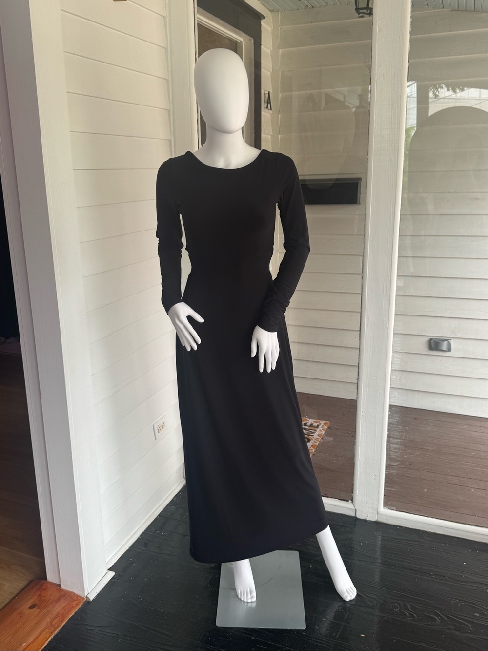 SKIMS Black Long Sleeve Maxi Dress